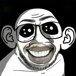 feraljak, ear, glasses, looking at you, shading, smile, soyjak, stubble, uncolored skin