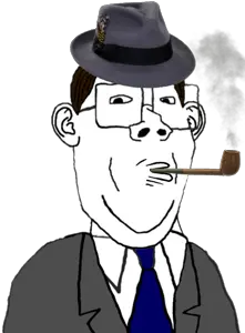 gapejak, protestantjak, wholesome soyjak, brown hair, business, clothes, ear, fedora, glasses, hair
