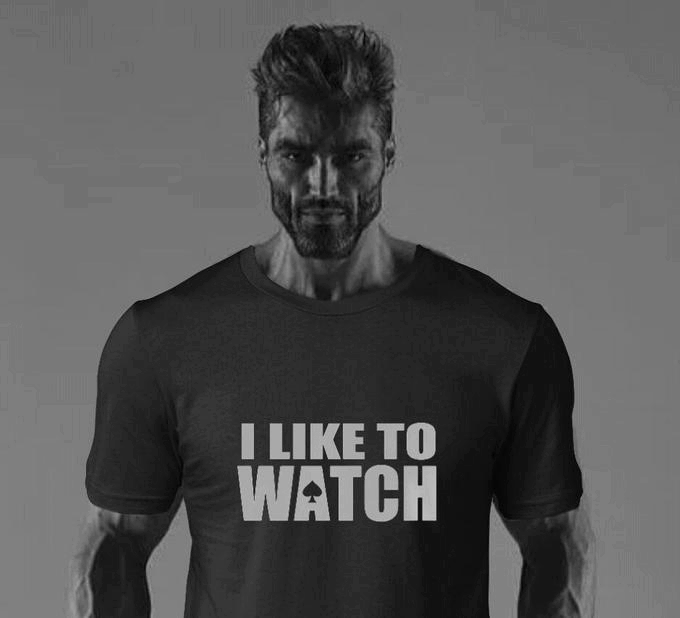 gigachad, 1nas, beard, black shirt, blacked, buff, cleavage, cuck, front view, gray background