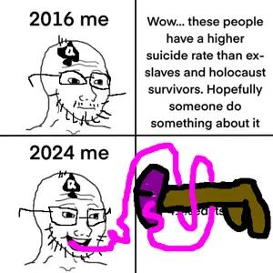 wojak, soyak, 2016, 2024, beard, blowjob, glasses, penis, soyjak, spade