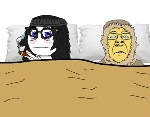soytan, bernd, leakynusoi, bed, cigarette, pillow, scared, smoking, white background, yellow skin