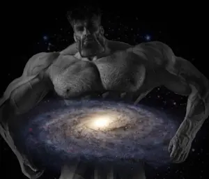 gigachad, buff, chin, galaxy, space, star