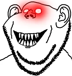 impish soyak ears, beast, beast mode, bloodshot eyes, evil, glowing, going full beast mode, insane, red eyes, sharp teeth