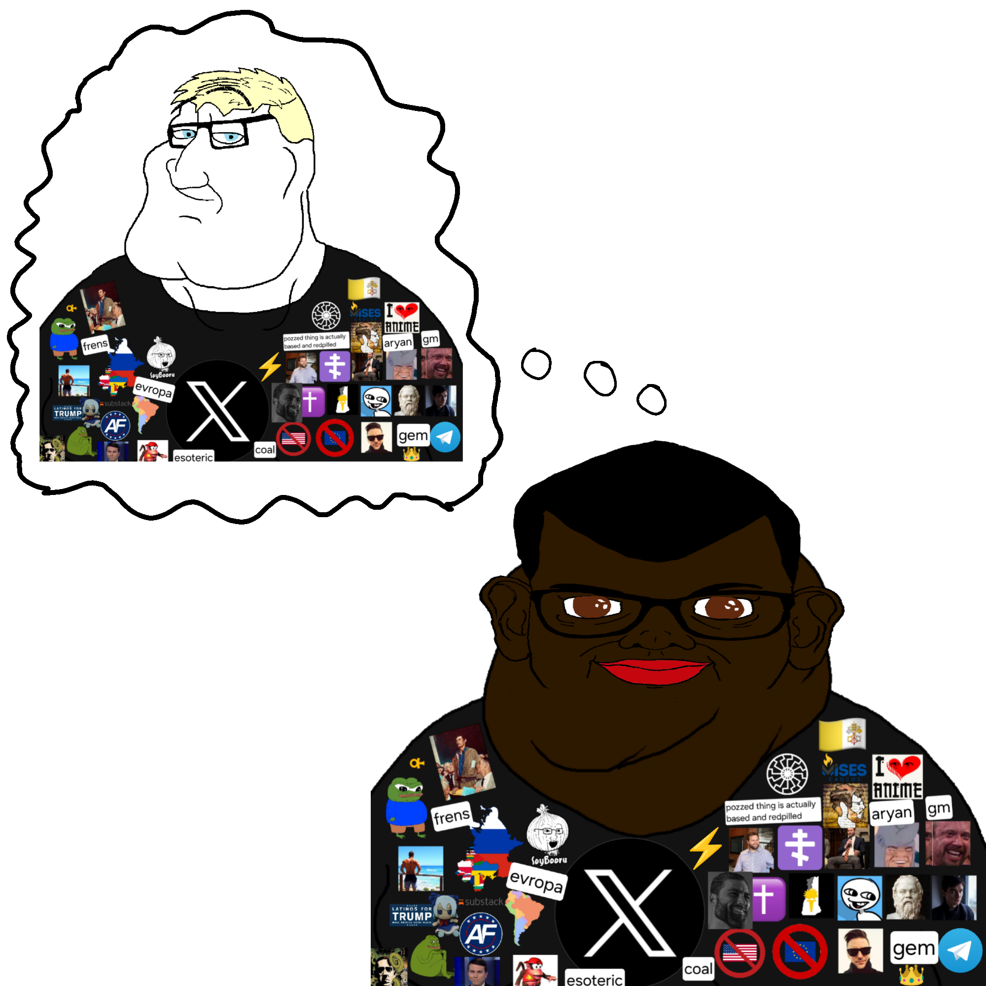 apu, cirno, donald trump, gigachad, groyper, pepe, brandon, tacoblimp, smugjak, soyak