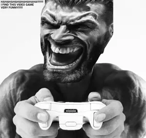 dersoylentdrinker, gigachad, controller, laughing, text, video game