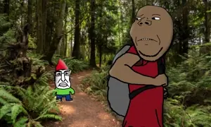 chudjak, gapejak, animated, brown skin, forest, gnome, nature, tree, video
