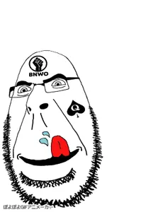 cobson, animated, distorted, glasses, half open mouth, japanese text, licking lips, poyopoyo, poyunpoyun, queen of spades