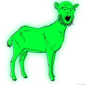buckteeth soyjak, glowie, animal, glasses, glowing, green skin, soyjak, stubble