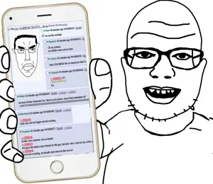 chudjak, unknown, beard, glasses, newfag, phone, quote, screenshot, sharty, showing phone
