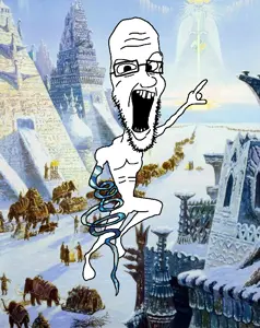 cobson, nucob, cobson face, full body, hyperborea, jump, jumping, looking at you, stubble