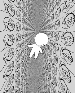 gapejak, soyak, nathaniel, baby, deformed, distorted, faceless, full body, multiple soyjaks, no eyes