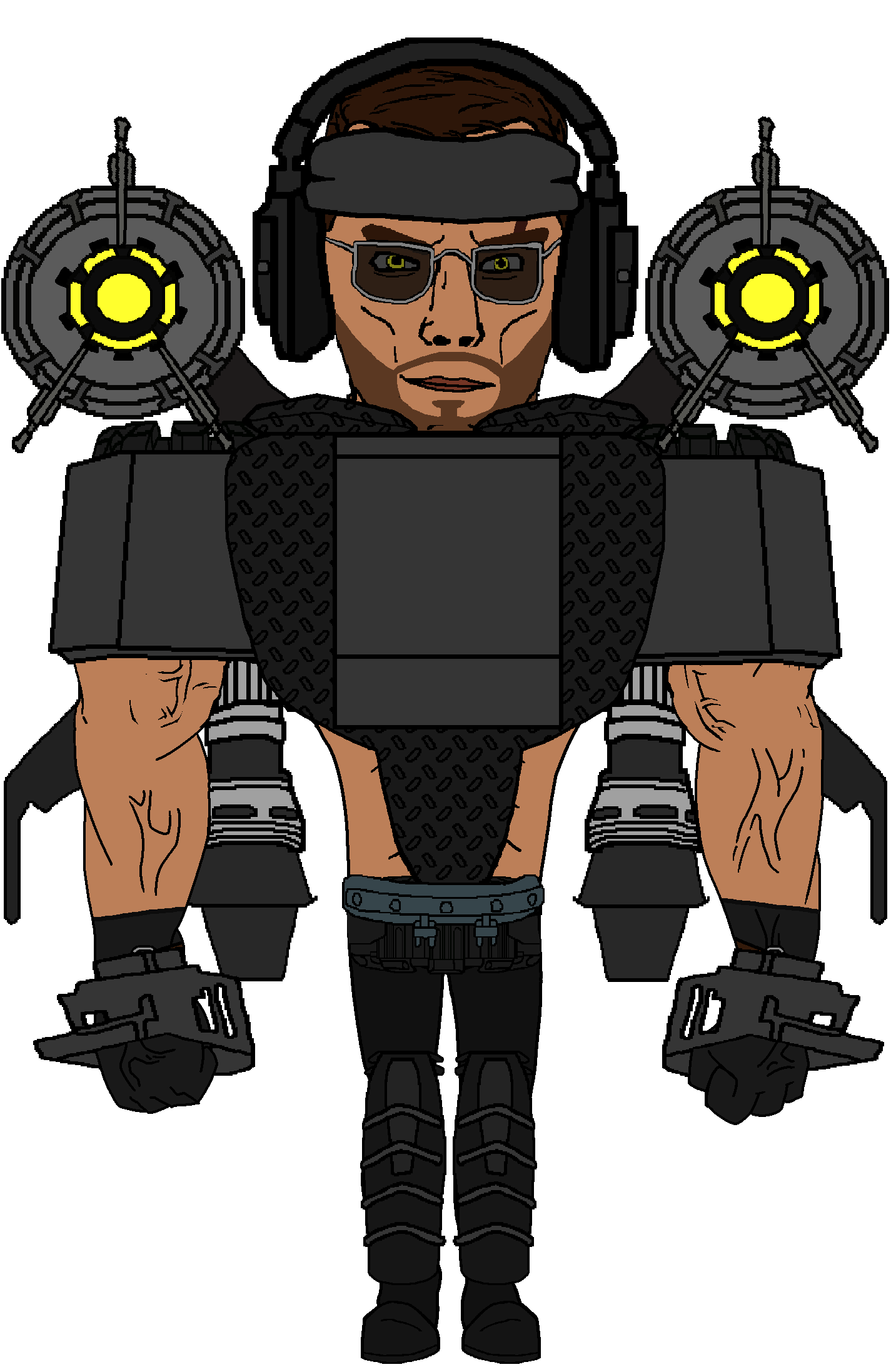 chudjak, chudjak front, muscular chud, g-squad, arm, armor, beard, belt, beserker mutant skibidi toilet, boot