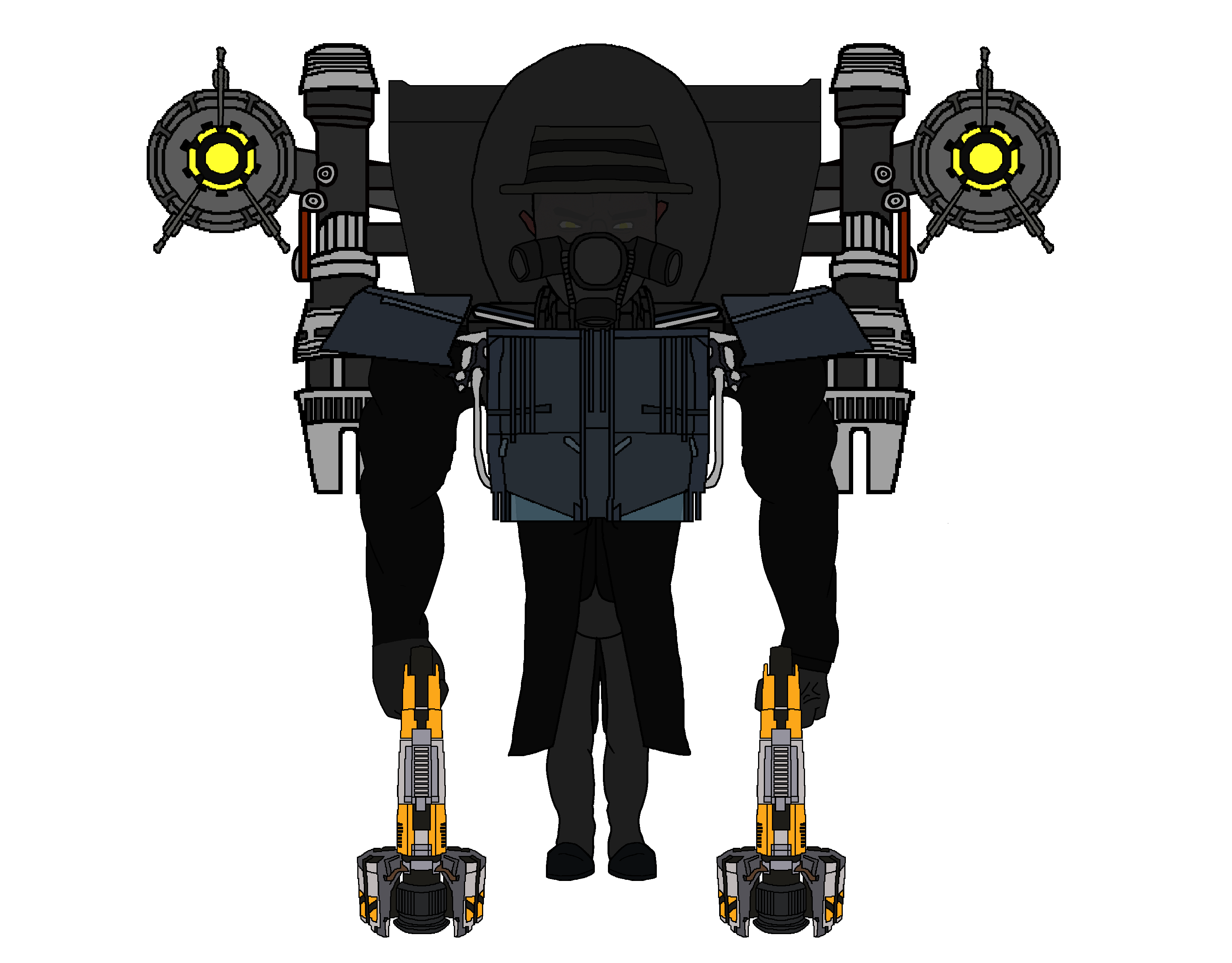 chudjak, chudjak front, muscular chud, g-squad, acid, acid cannon, arm, armor, brown skin, burnt