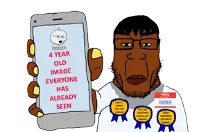esl fnf pedo, chudjak, markiplier soyjak, chudplier, award, black eyes, brown skin, dark hair, name tag, phone