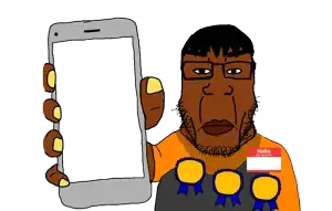 dan, chudjak, markiplier soyjak, chudplier, natejak, award, black eyes, brown skin, dark hair, holding object