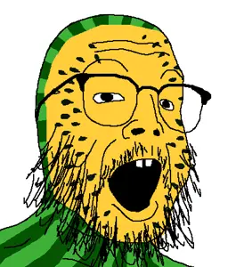 buckteeth soyjak, buck teeth, food, fruit, glasses, soyjak, stubble, watermelon, yellow, yellow skin
