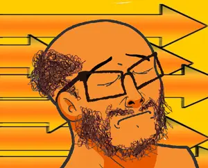 nujak, /biz/, arrow, closed mouth, ear, food, fruit, glasses, hair, orange