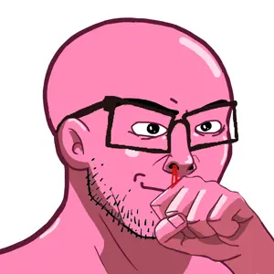nujak, blood, ear, fist, glasses, hair, hands, pink skin, soyjak, stubble