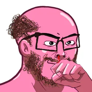 nujak, blood, ear, fist, glasses, hair, hands, pink skin, soyjak, stubble