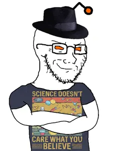 soyak, soyak (smug), antenna, arm, atheism, bald, closed mouth, clothes, crossed arms, fedora