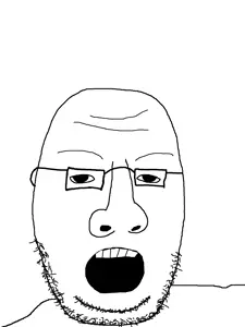 potatosoi, aliased, forehead lines, glasses, open mouth, stubble, teeth