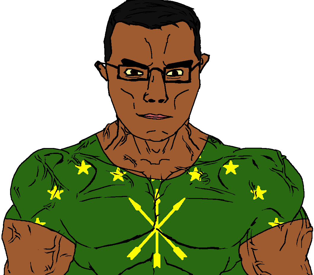 chudjak, chudjak front, muscular chud, africa, arm, black skin, brown eyes, buff, circassia, circassian