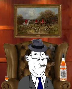 gapejak, protestantjak, wholesome soyjak, alcohol, brown hair, business, chair, clothes, ear, fedora