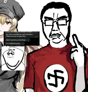 shemmysloota, chudjak, impish soyak ears, art, clothes, drawing, glasses, swastika