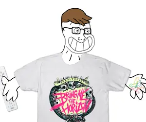 soyak, calarts, arm, brown hair, clothes, glasses, hair, hands, holding object, logo