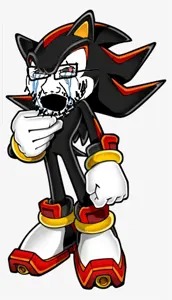 sonic the hedgehog, cryboy soyjak, bloodshot eyes, crying, full body, glasses, sega, shadow the hedgehog, soyjak, stubble