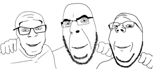 cobson, feraljak, gapejak, wholesome soyjak, 3soyjaks, friendship, glasses, looking at you, smile, stubble