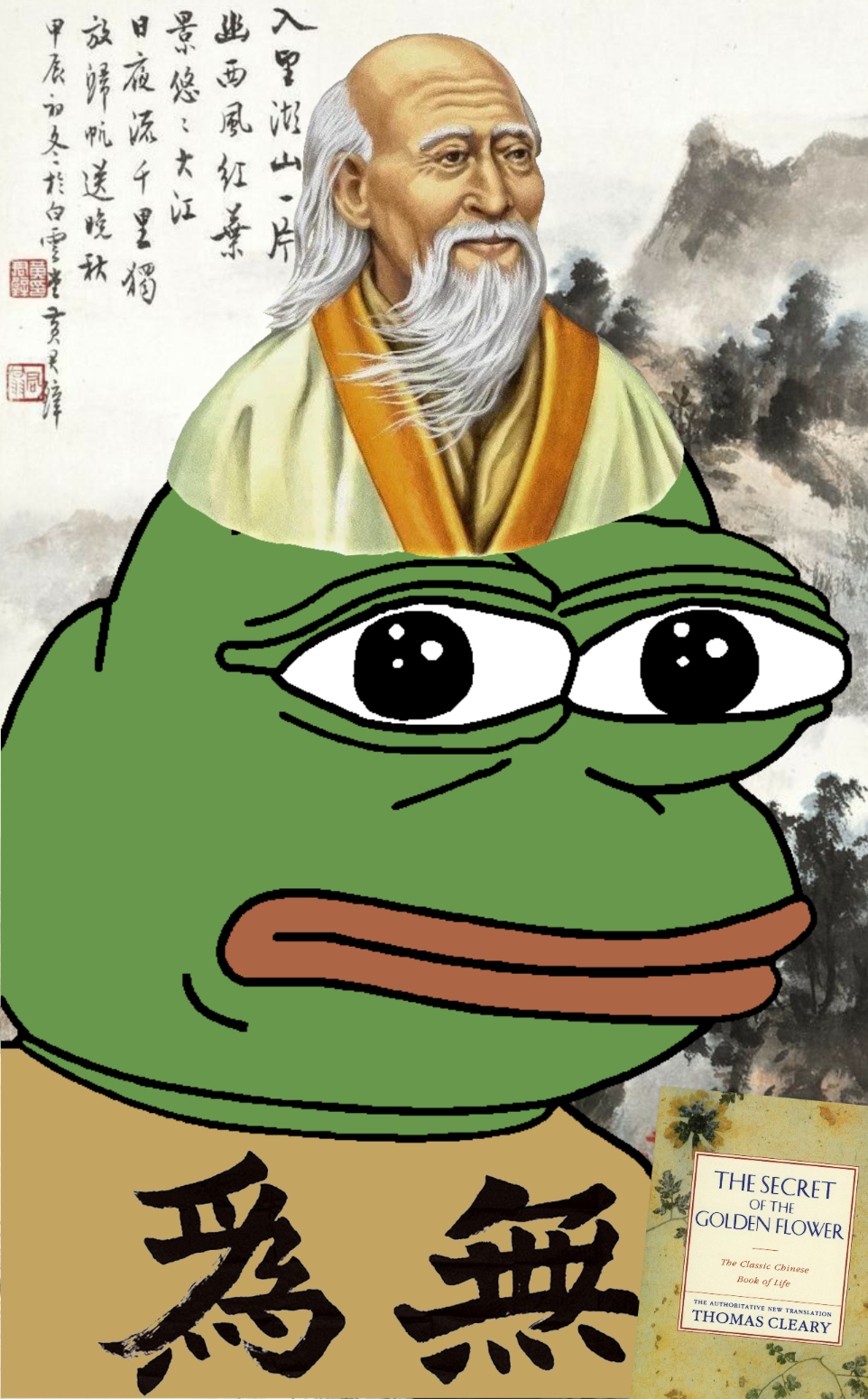 pepe, pepe hat, amphibian, animal, bald, book, china, chinese text, closed mouth, clothes