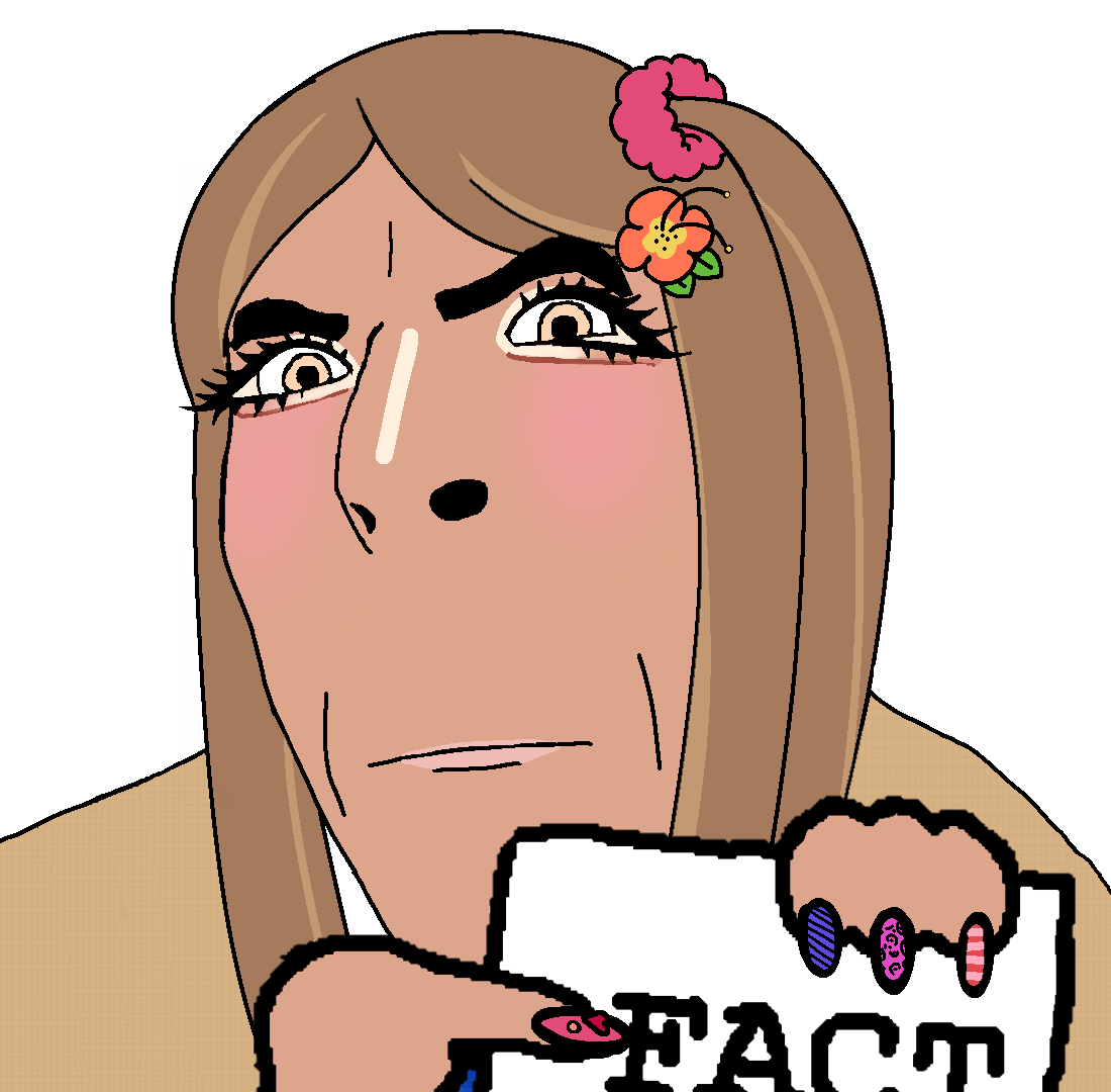 cobson, cobgal, gyarujak, bow, brown skin, closed mouth, fact, fact sign, female, flower