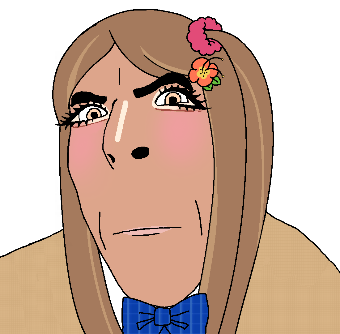cobson, cobgal, gyarujak, bow, brown skin, closed mouth, female, flower, gyaru, looking at you