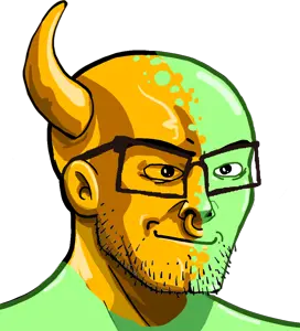 nujak, /biz/, bull, ear, glasses, gold, green skin, horns, nose piercing, soyjak