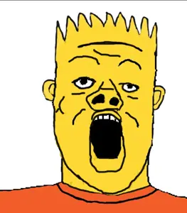 bart simpson, a24 slowburn soyjak, blonde hair, clothes, hair, open mouth, say the line, soyjak, yellow skin, the simpsons