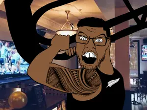 feraljak, arm, bar, brown skin, chair, clothes, glasses, hair, hands, holding object