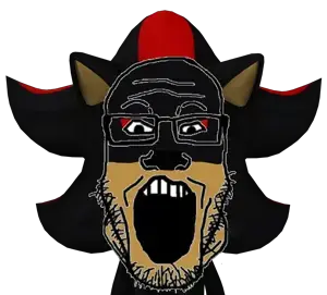 sonic the hedgehog, markiplier soyjak, animal, black skin, ear, glasses, open mouth, sega, shadow the hedgehog, soyjak
