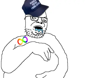 drooljak, autism, beard, chin, double chin, drool, glasses, retard