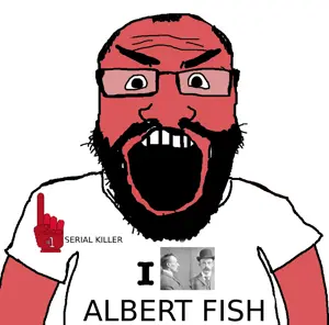 markiplier soyjak, science lover, albert fish, angry, arm, balding, beard, clothes, glasses, i love