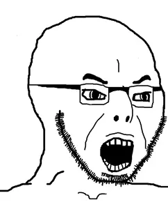 cobson, soyak, fusionjaks, angry, glasses, merge, open mouth, soyjak, stubble