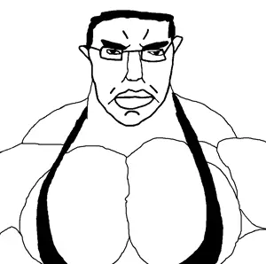 chudjak, chudjak front, pol face, aliased, buff, glasses, hair, looking at you, mge, muscles