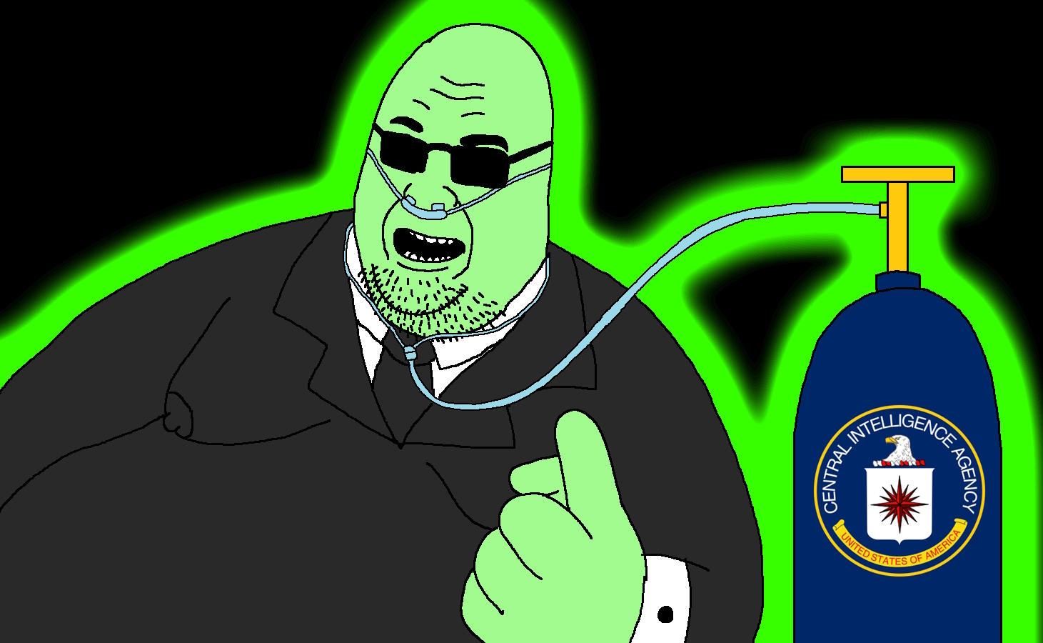 whalejak, glowie, angry, beard, central intelligence agency, eyebrows, fat, glasses, glowing, green skin
