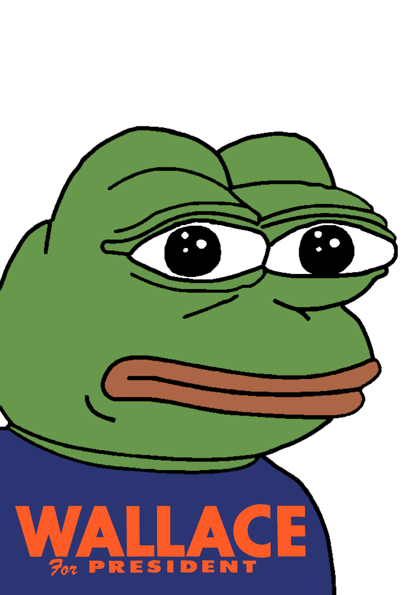 pepe, 1968, amphibian, animal, bald, closed mouth, clothes, frog, george wallace, green skin
