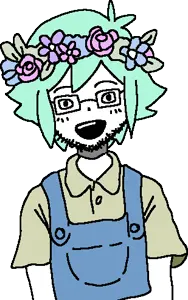 unknown, basil (omori), clothes, flower, glasses, green hair, hair, headband, open mouth, plant