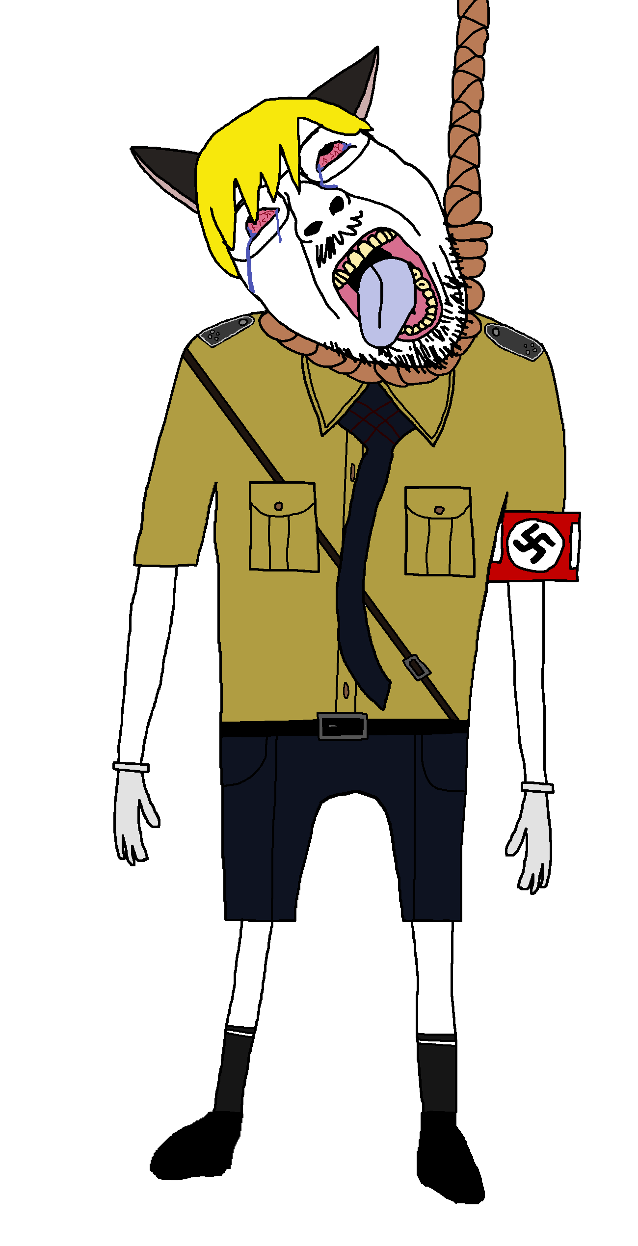 nate higgers, bernd, hanging troonjak, troonjak, natejak, ack, armband, belt, blonde hair, bloodshot eyes