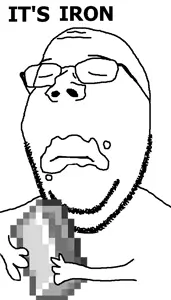 gapejak, wholesome soyjak, its over, arm, closed eyes, closed mouth, frown, glasses, hands, holding object