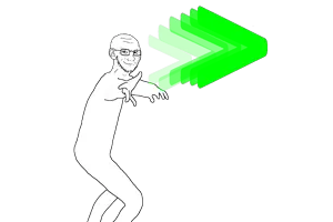 soyak, soyak (smug), arrow, bald, beard, ear, full body, glasses, greentext, nose