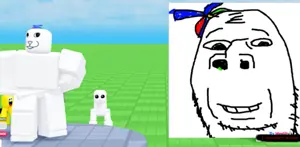 gapejak, wholesome soyjak, booger, clothes, drawfag, drawing, hat, propeller hat, video game, roblox