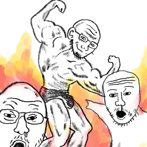 soyak, two pointing soyjaks, buff, drawfag, drawing, fire, glasses, muscles, pointing, soyjak